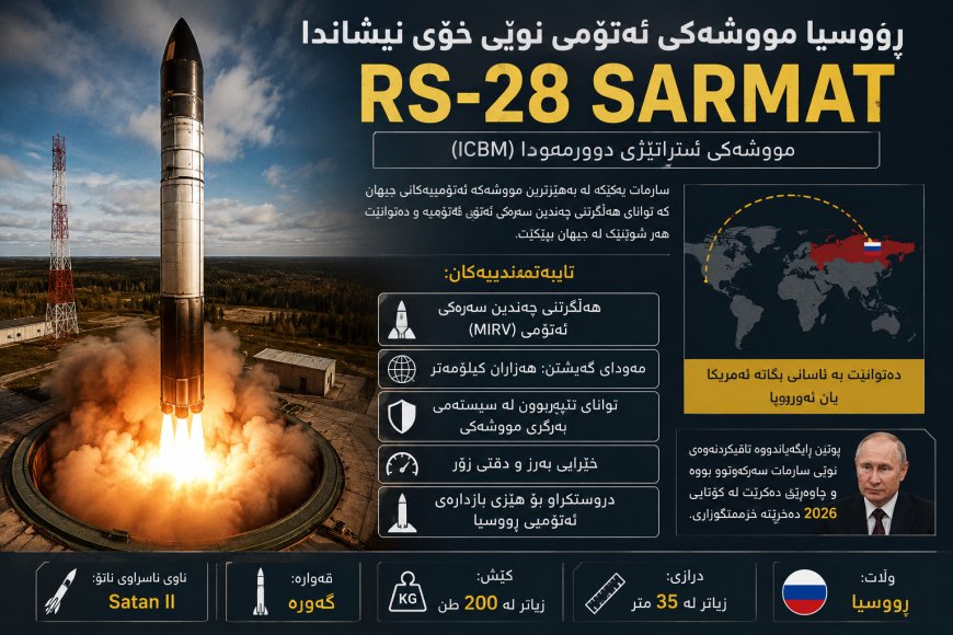 ڕووسیا مووشەکی ئەتۆمی “سارمات”ی نوێی خۆی نیشاندا