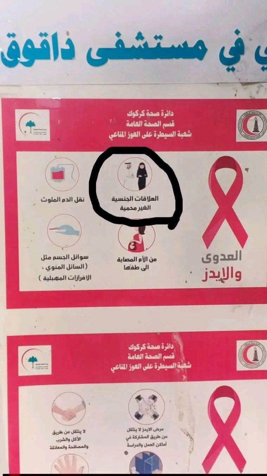 پۆستەرێکی تەندروستی کاردانەوەی لێ دەکەوێتەوە
