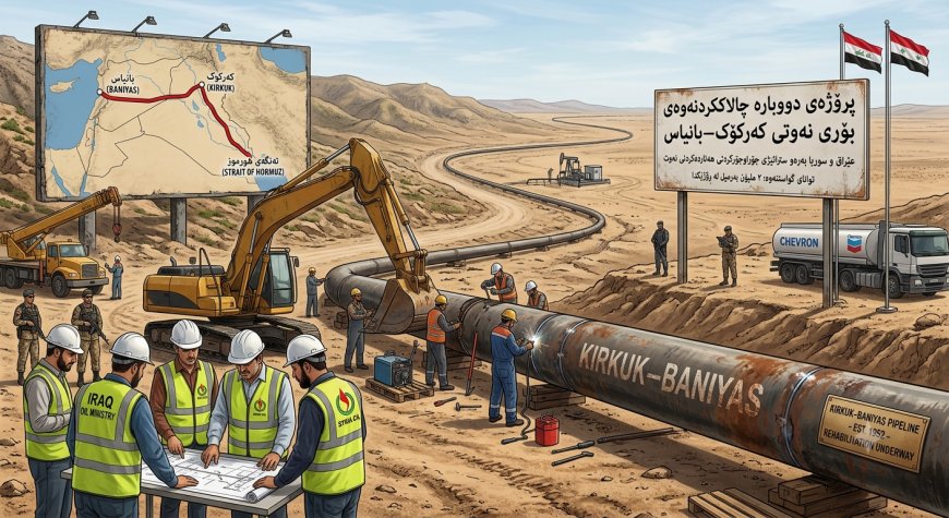 عێراق و سوریا هەنگاوی نوێ دەنێن بۆ دووبارە چالاککردنەوەی بۆری نەوتی کەرکوک–بانیاس